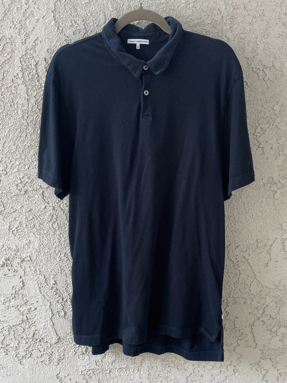 James Perse Standard Black Cotton Short Sleeve Polo Shirt Size 3 (equivalent XL)